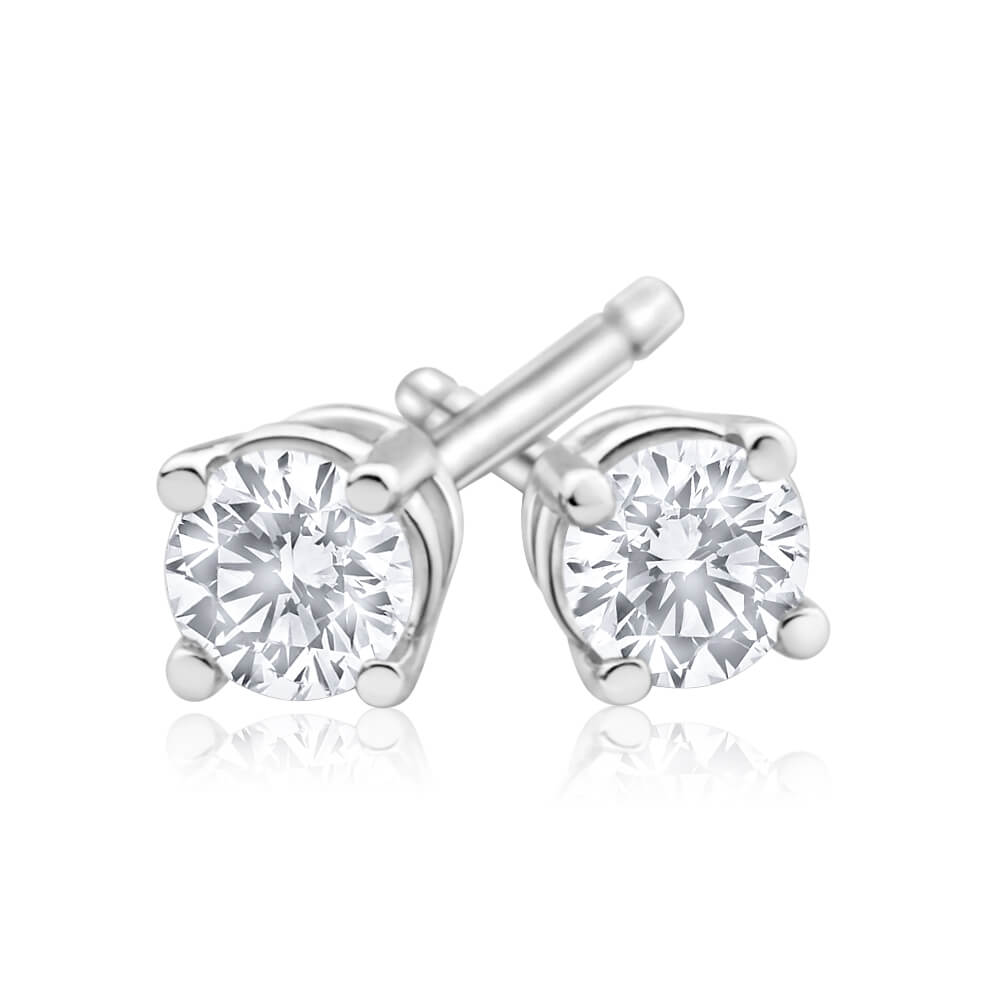 Stunning 9ct White Gold Stud Earrings Set with Two Gorgeous Brilliant Cut Diamonds