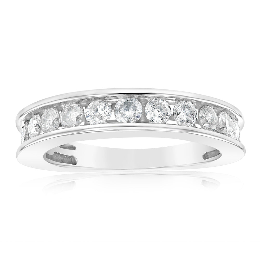Exquisite 1 Carat Diamond Eternity Ring Crafted in 10ct White Gold for Timeless Elegance