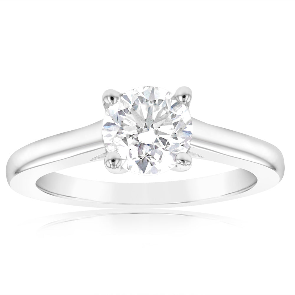 Stunning 0.85 Carat Solitaire Diamond Ring Set in 18ct White Gold