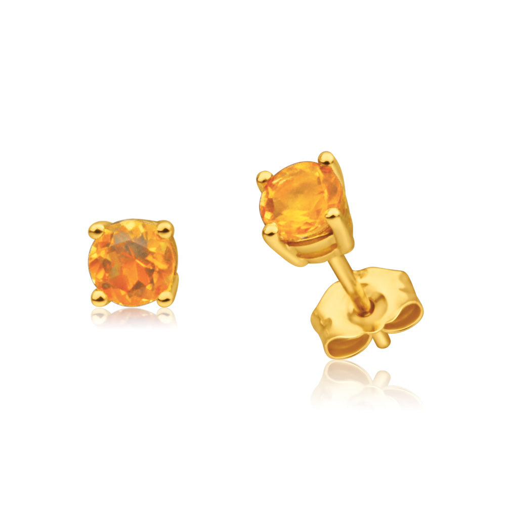 Exquisite 9ct Yellow Gold Set of Citrine Stud Earrings for Elegant Wear