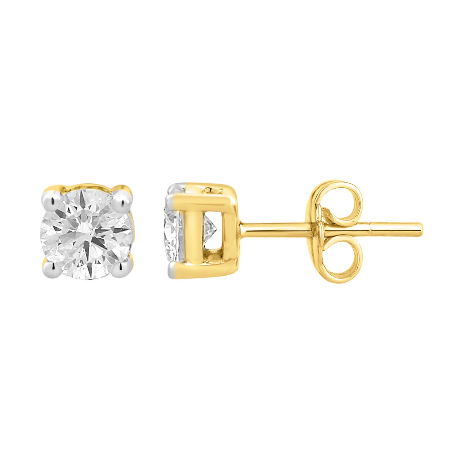 Exquisite 9 Carat Yellow Gold Half - Carat Diamond Stud Earrings for Women