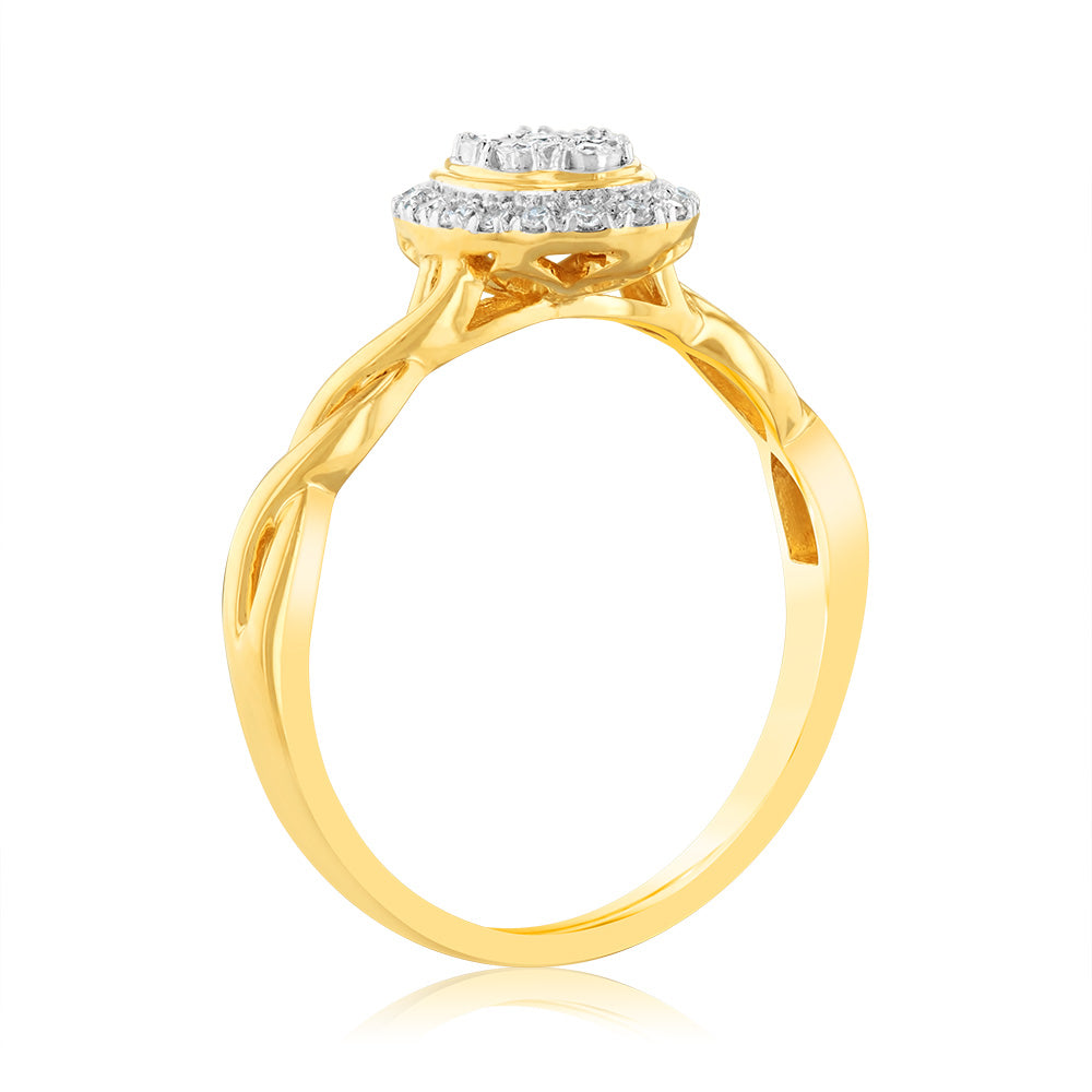 Stunning 9ct Yellow Gold Ring with 25 Lab-Grown Brilliant Luminesce Diamonds