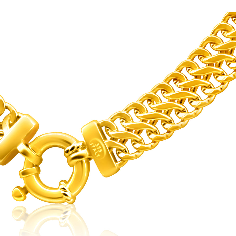 45cm 9ct Yellow Gold Plated Copper Mesh Chain, 100 Gauge, with a Stunning Bolt Ring - Ideal for Necklaces