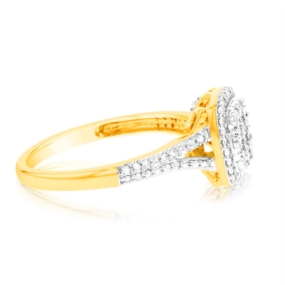 Stunning 9ct Yellow Gold 1/4 Carat Diamond Ring for Fancy Evenings