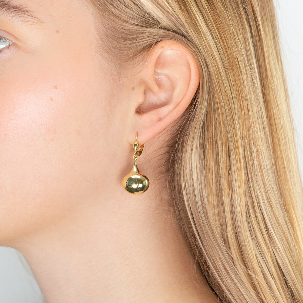 9ct Yellow Gold Filled Simple Ball Drop Lever - back Earrings for Stunning Look