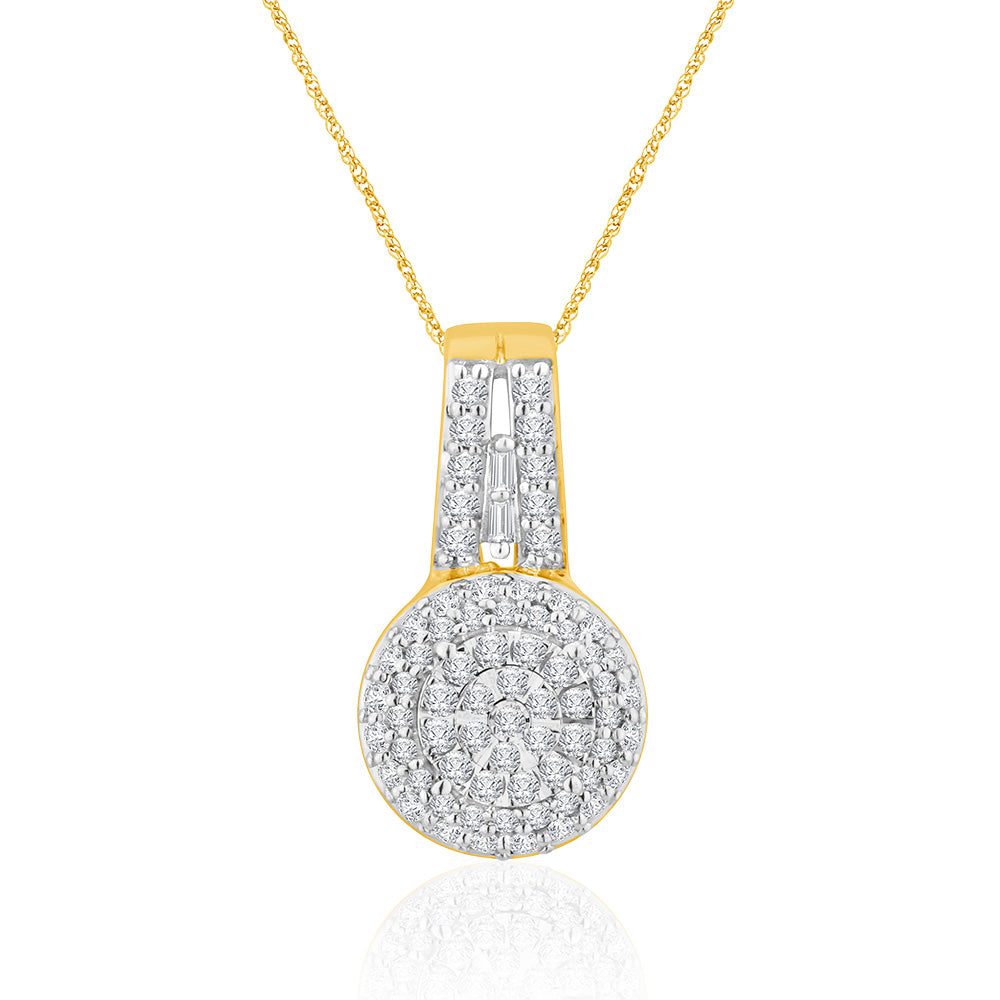 Stunning 9ct Yellow Gold Pendant with 1/2 Carat Diamond on 9ct Chain
