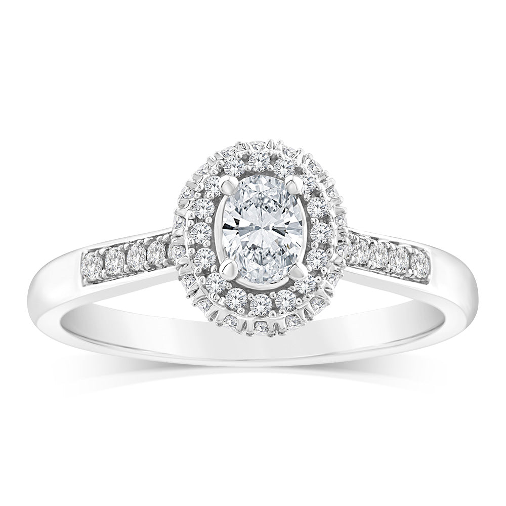 0.40 Carat Natural Diamonds Set in 9ct White Gold Round Ring