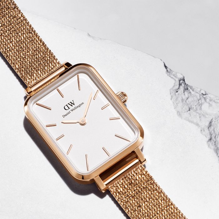 Daniel Wellington Quadro Pressed Melrose Luxury Rose Gold Plated Stainless Steel Men's and Women's Watch DW00100431