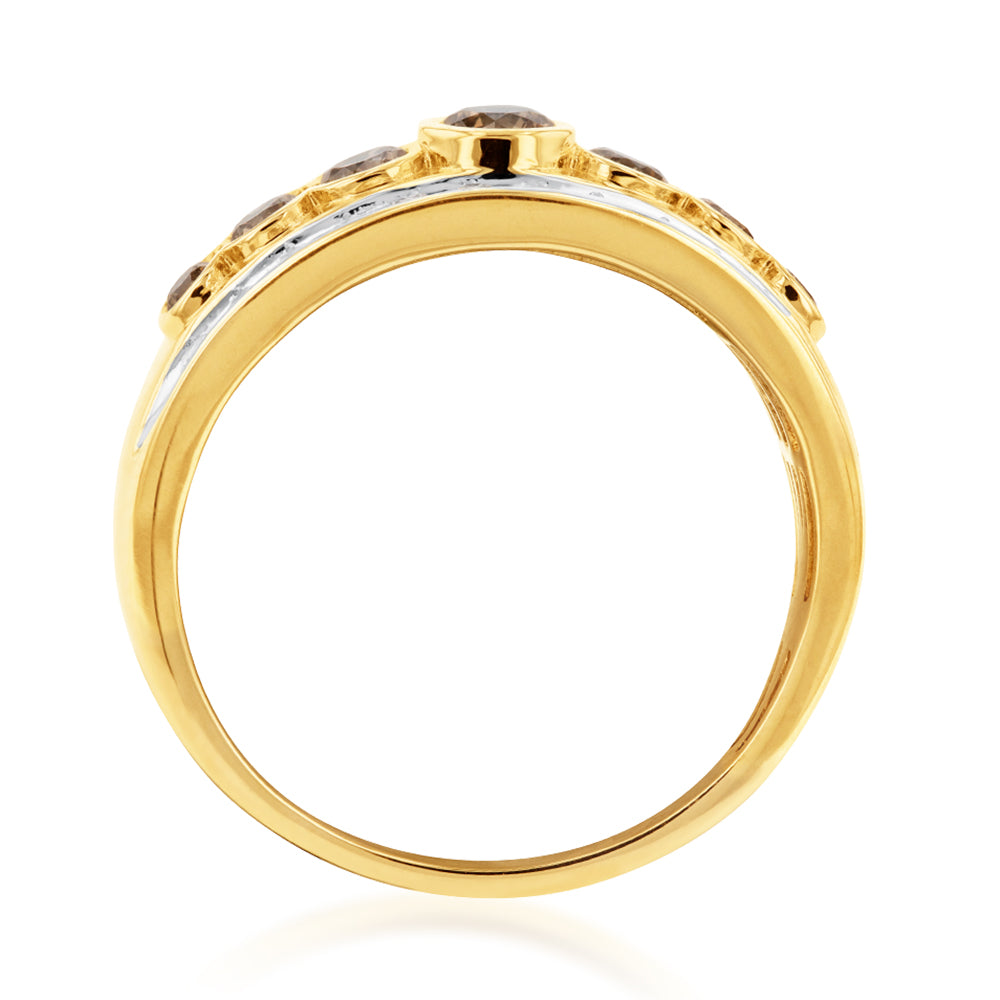 9ct Yellow Gold Ring Set with 1 Carat Australian Diamonds