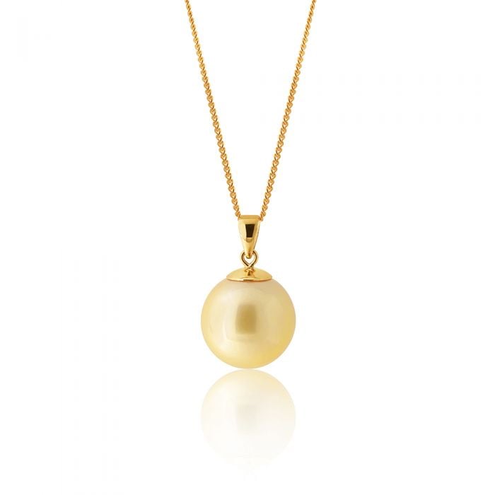 9ct Yellow Gold Pendant with 11 - 13mm Golden South Sea Pearl and 45cm Chain