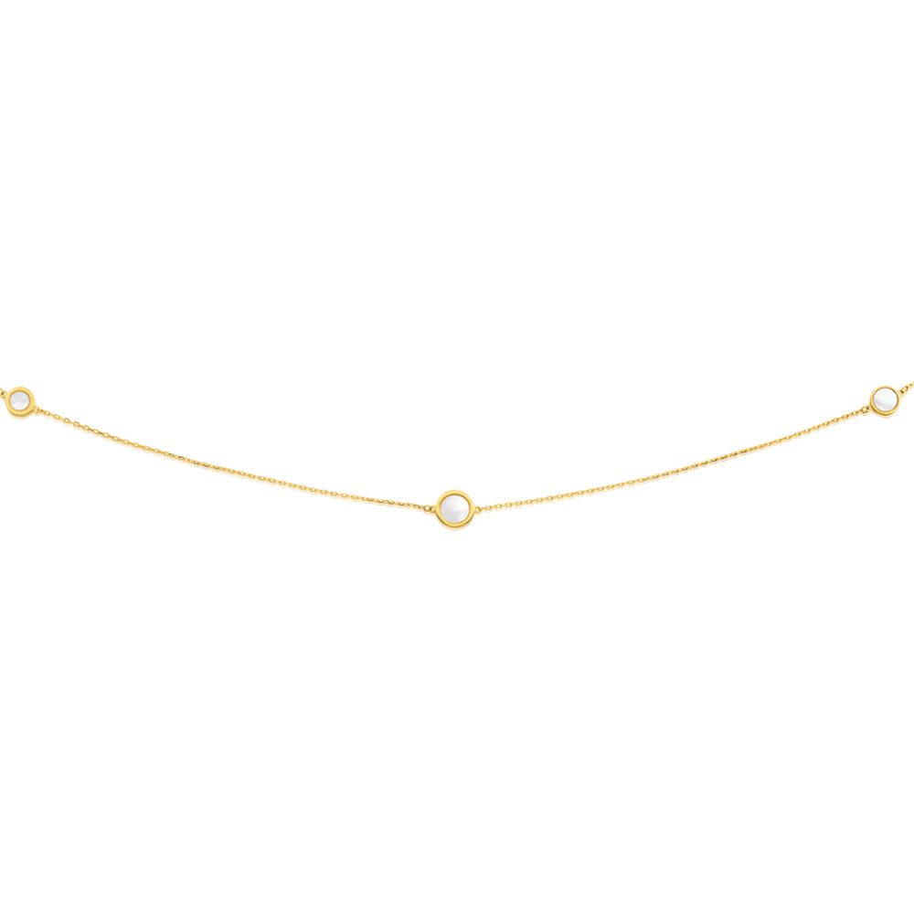 Exquisite 9ct Yellow Gold Mother of Pearl 80cm Fancy Jewelry Chain