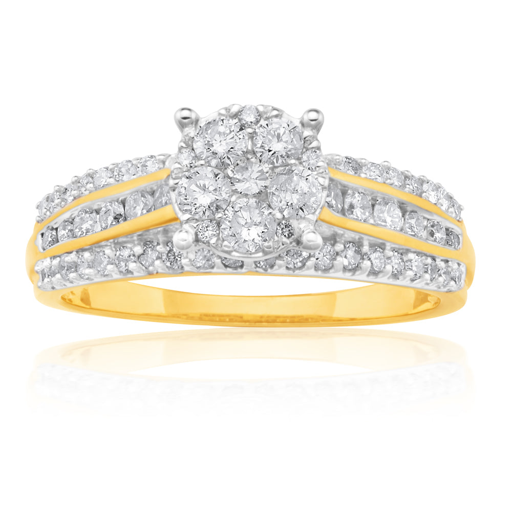 Stunning 9ct Yellow Gold Ring with a 1.00 - Carat Brilliant - Cut Diamond