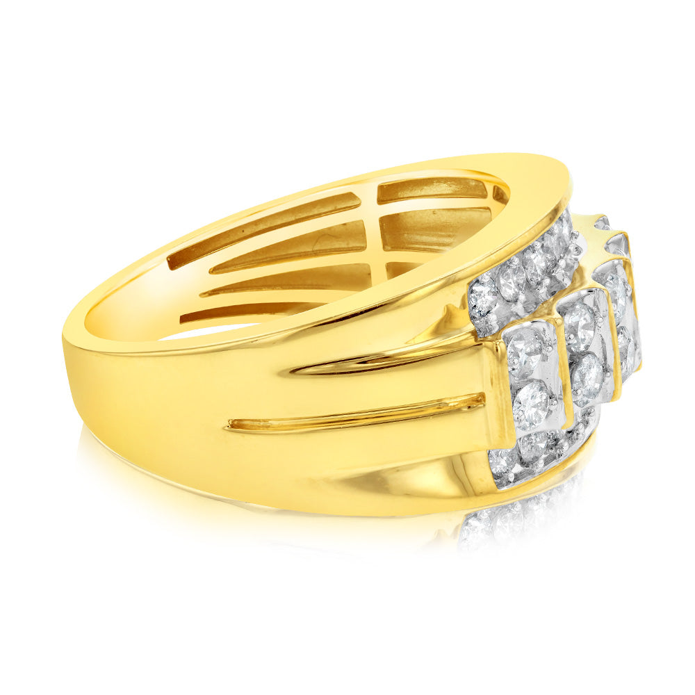 1 Carat Diamond Men's Engagement Ring Crafted in 10ct Yellow Gold for Elegant Gentlemen