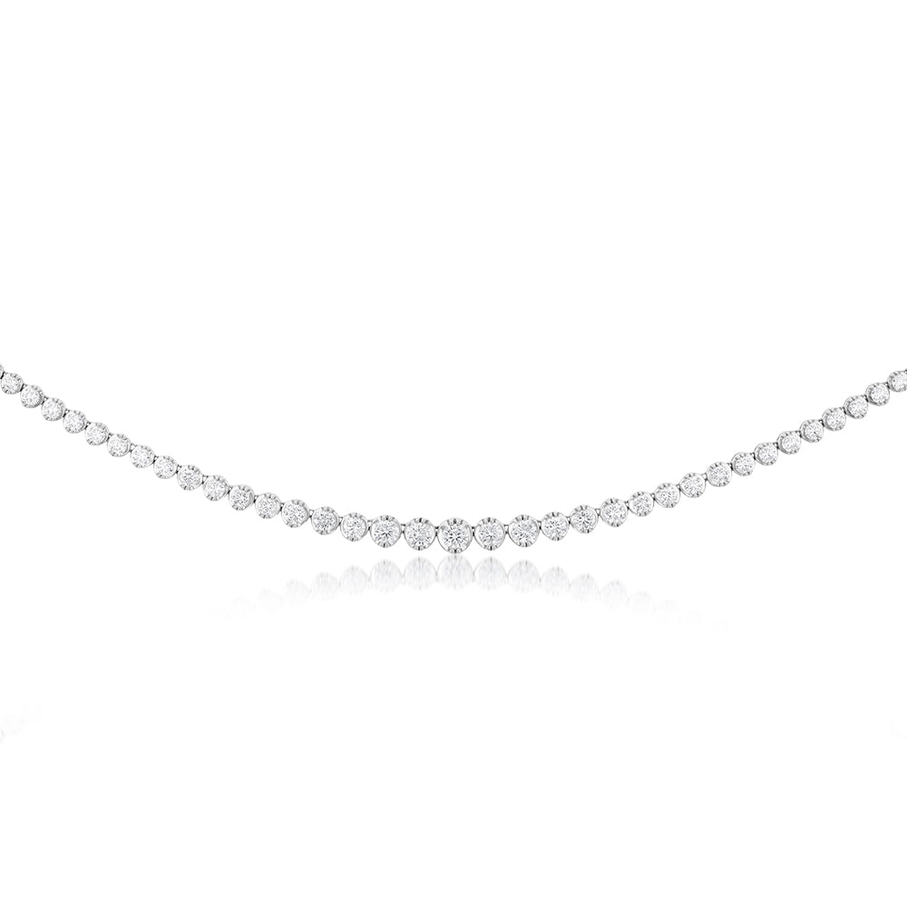14ct White Gold Necklace with 10-Carat Diamonds, 111 Brilliant Stones, 43cm Long