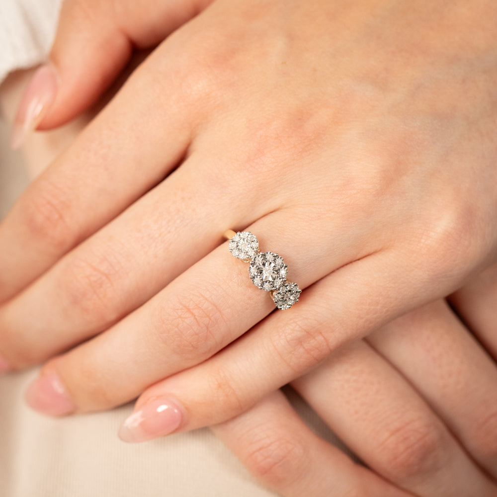Exquisite 1/10 Carat Diamond Trilogy Ring Crafted in 9 Carat Yellow Gold, Ideal Jewelry for Special Occasions