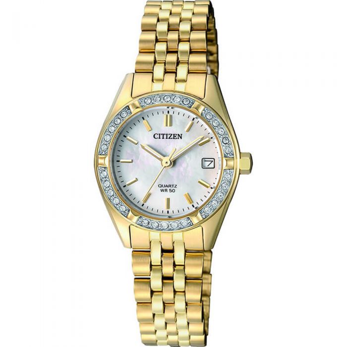 Citizen Women's Dress Collection Quartz Watch EU6062 - 50D with Gold - Tone Case and Mother - of - Pearl Dial