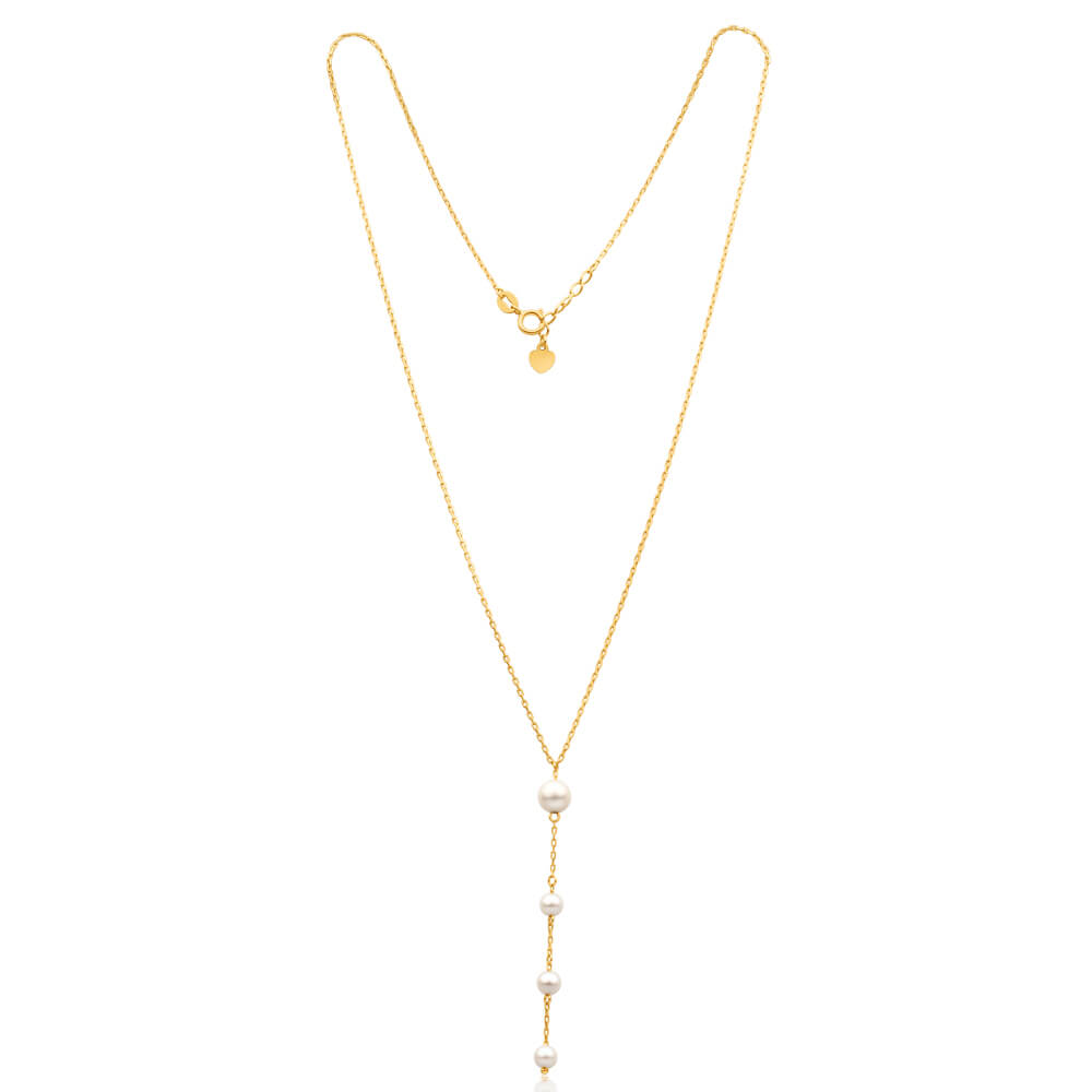 Stunning 9ct Yellow Gold Pearl Chain for Elegant Look