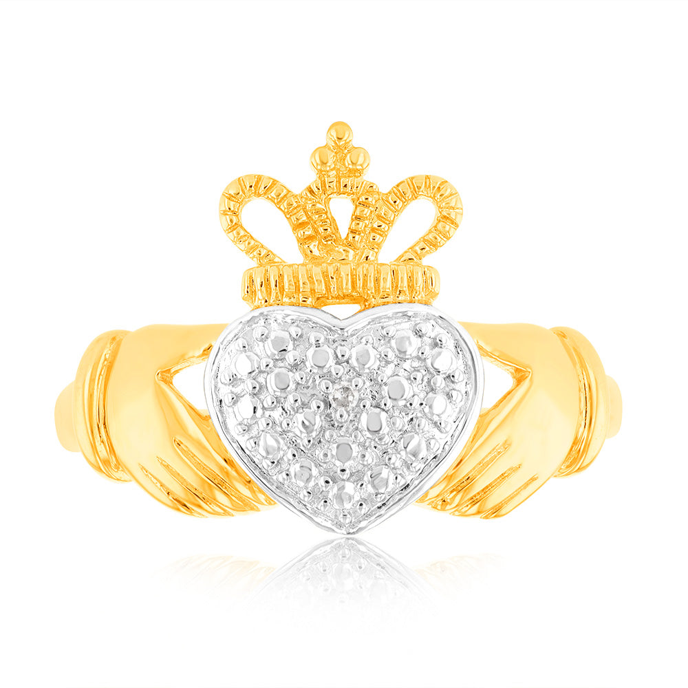 Stunning 9 Carat Yellow Gold King Heart Shaped Diamond Engagement Ring