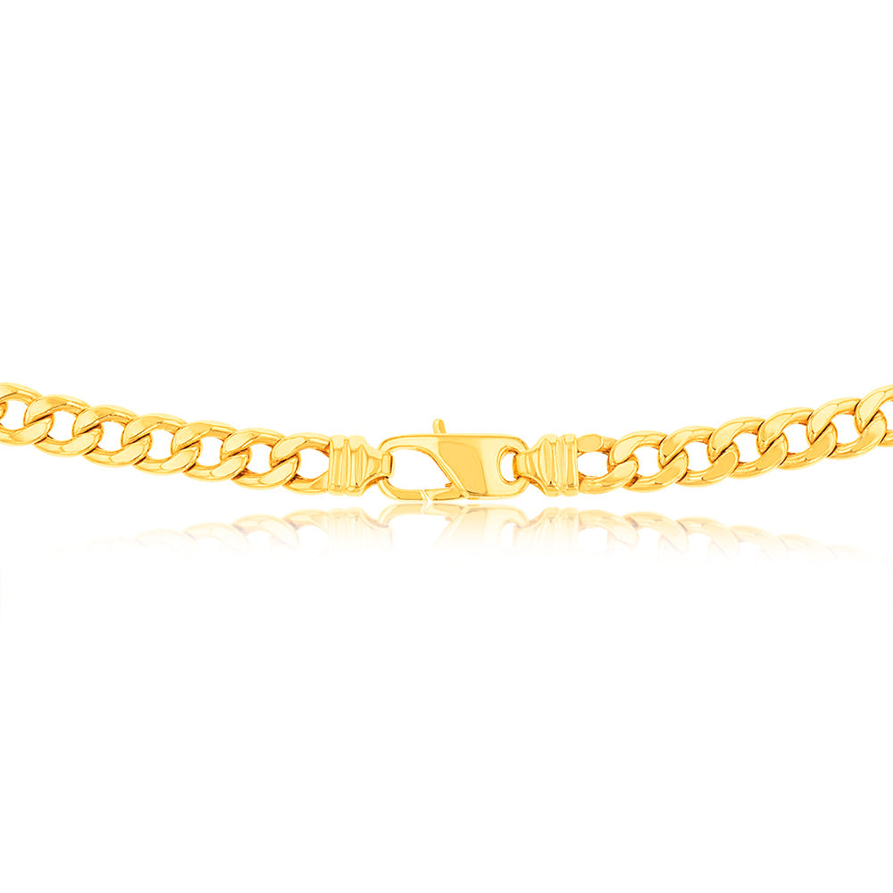 60cm 190 Gauge 9 Carat Yellow Gold-plated Copper Flat Curb Chain for Men, Ideal for Everyday Wear