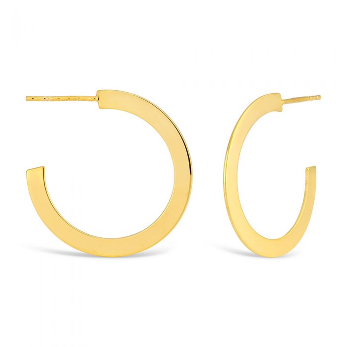 9ct Yellow Gold Plated Half Round Flat Stud Earrings for Women's Jewelry Collection