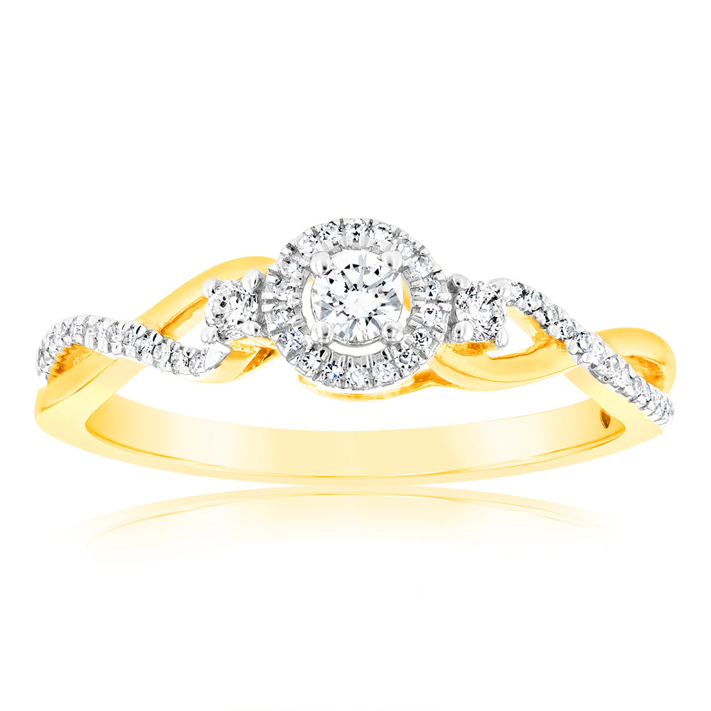 Stunning 1/6 Carat Diamond Ring Crafted in 10ct Yellow Gold