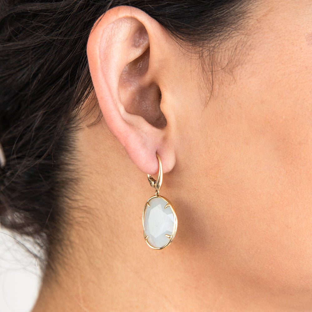 Exquisite 14ct Yellow Gold Handmade Aquamarine Drop Earrings