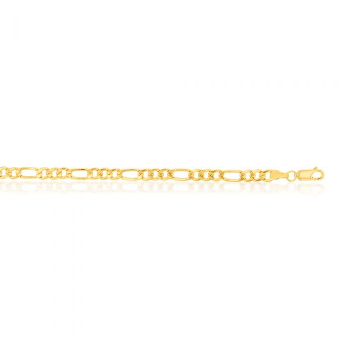 19cm 9 Carat Yellow Gold Copper - Filled Figaro Style Bracelet with 120 Gauge, Ideal for Daily Wear