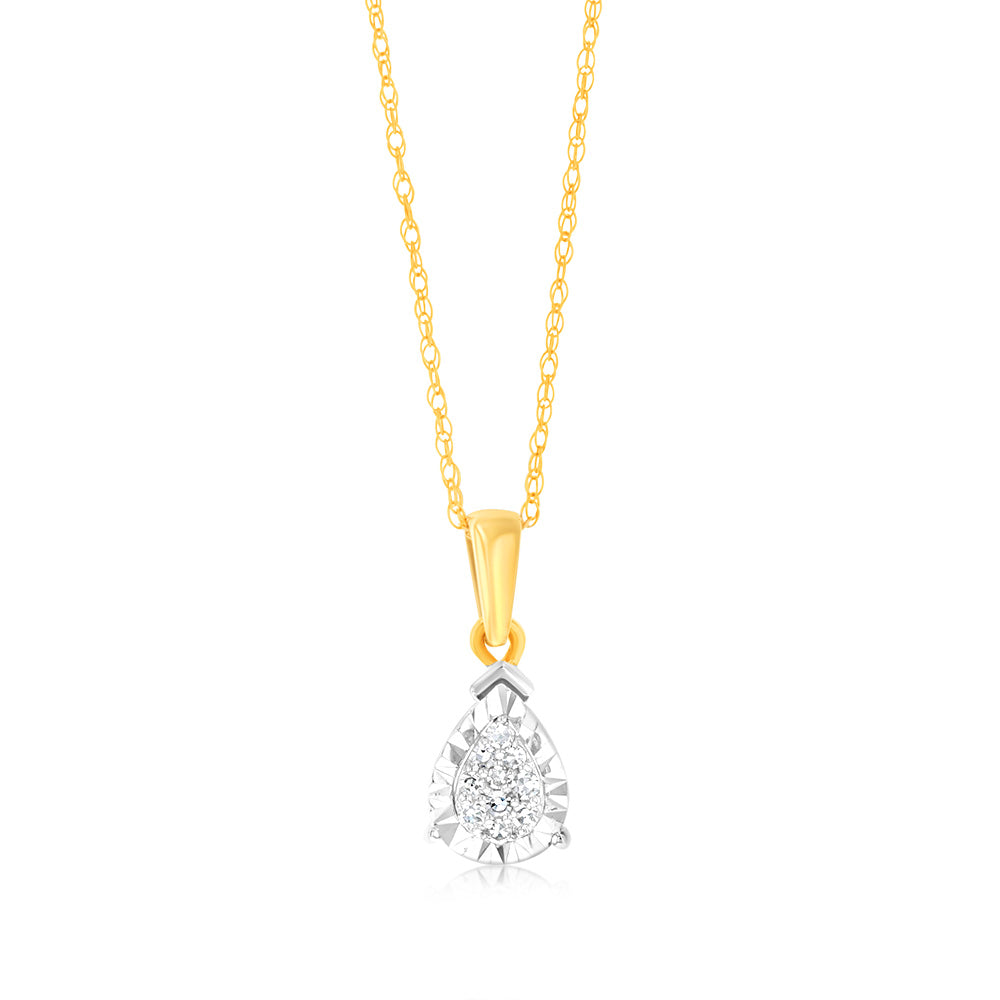 9ct Yellow Gold Luminescent Laboratory-Grown Pear-Shaped Pendant for Jewelry Lovers