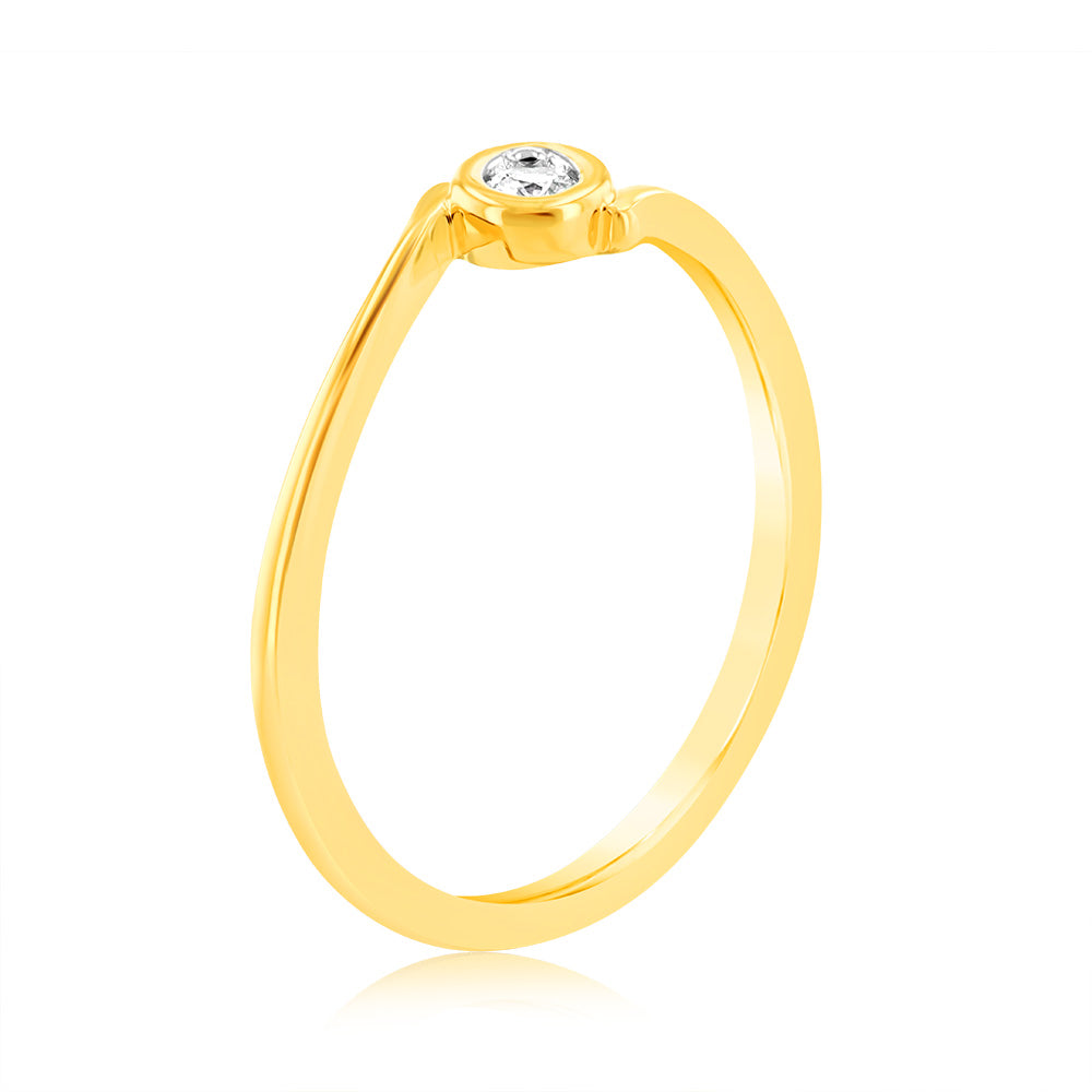 9ct Yellow Gold Sparkling Lab - Grown Single Diamond Ring