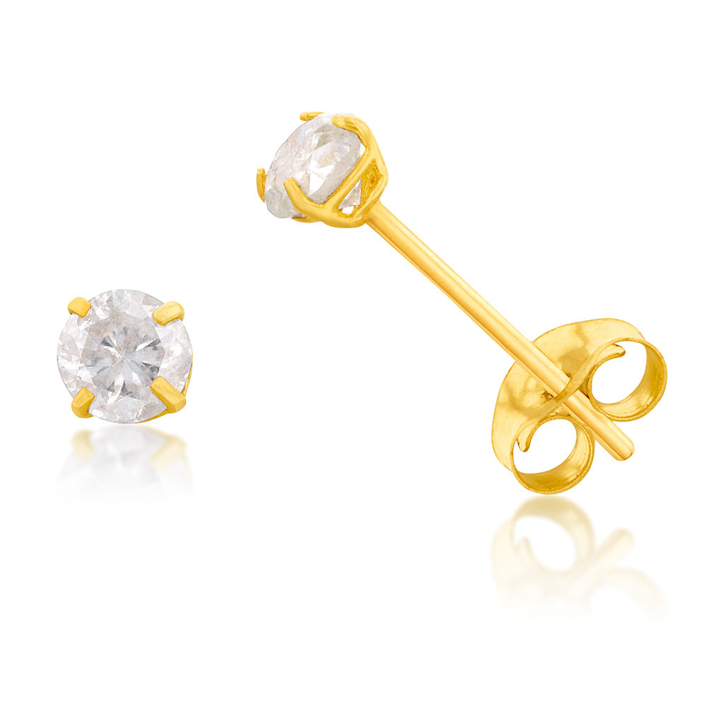 10-Carat Yellow Gold Earrings: 1/3 Carat Diamond Solitaire with 4-Claw Stud Design for Daily Wear