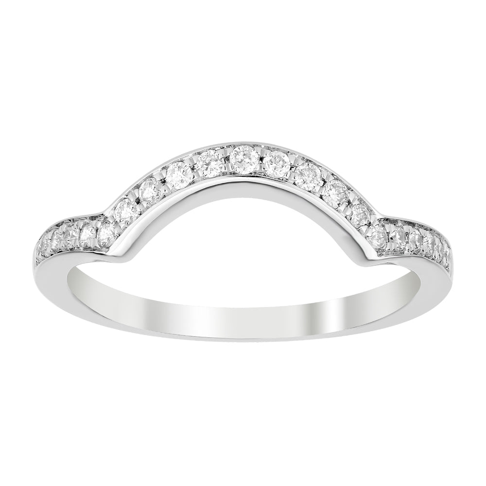Exquisite 9ct White Gold Stackable Diamond Ring Adorned With 21 Brilliant Cut Diamonds Totaling 1/5 Carat