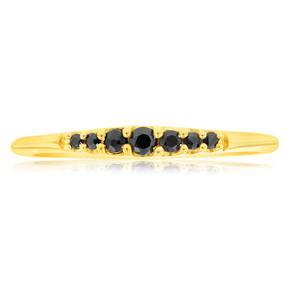 Stunning 9 Carat Yellow Gold Ring Featuring Graduating Natural Sapphires