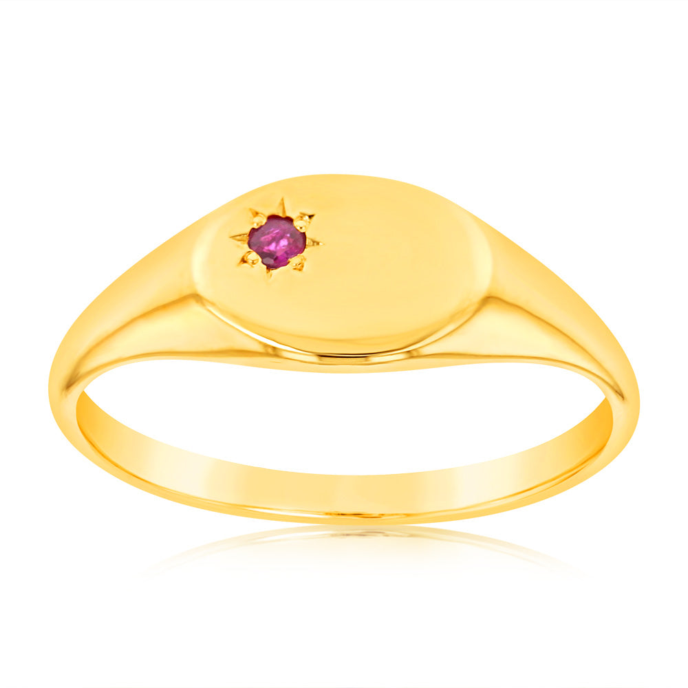 1.75mm Natural Ruby Ring Crafted in 9ct Yellow Gold