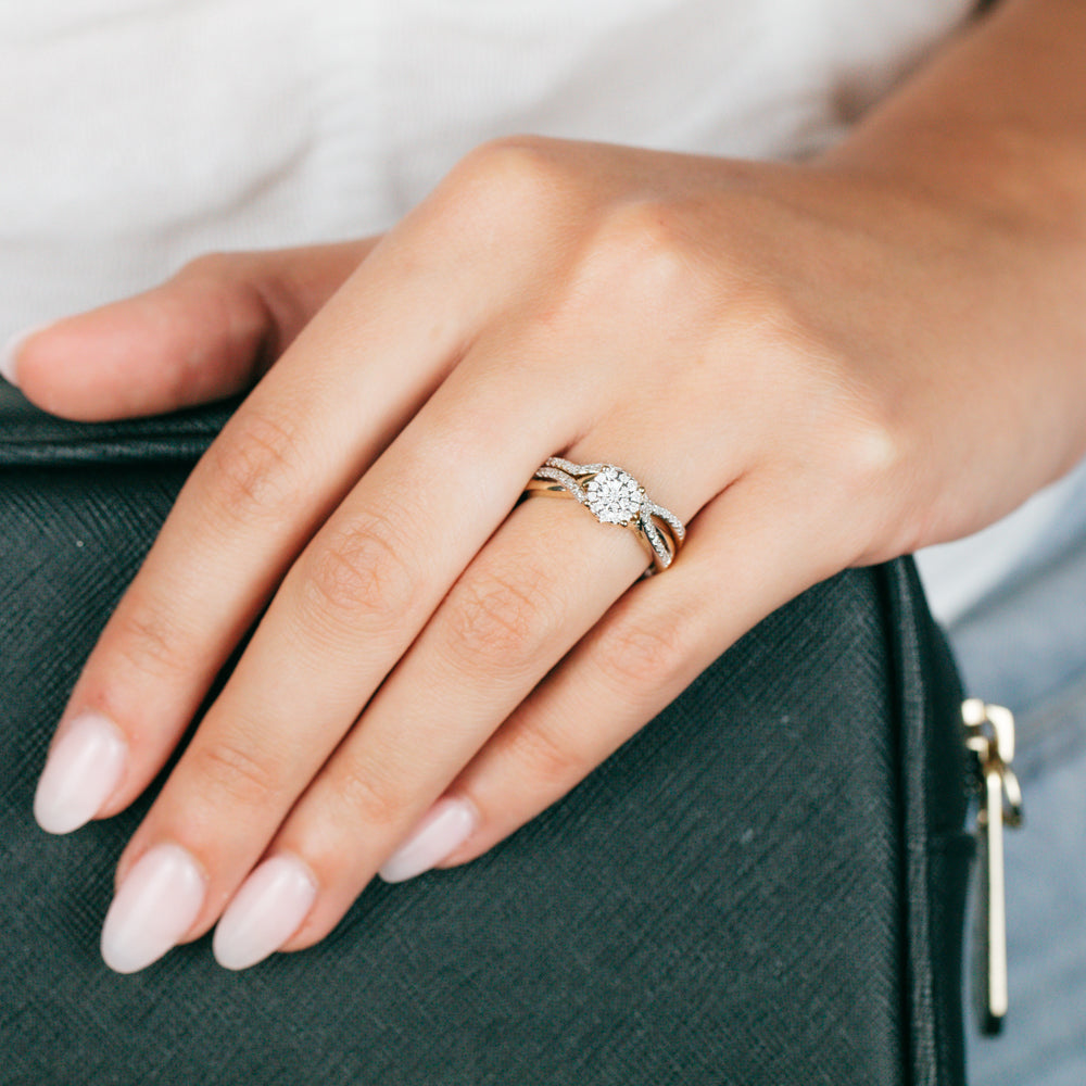 10ct Yellow Gold Bridal Set with 1/3 Carat Diamond for Two Rings