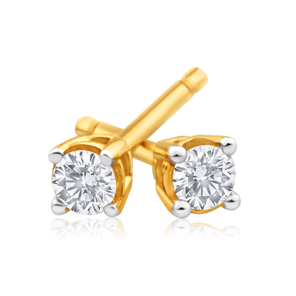 Alluring 9ct Yellow Gold Diamond Stud Earrings for Everyday Wear
