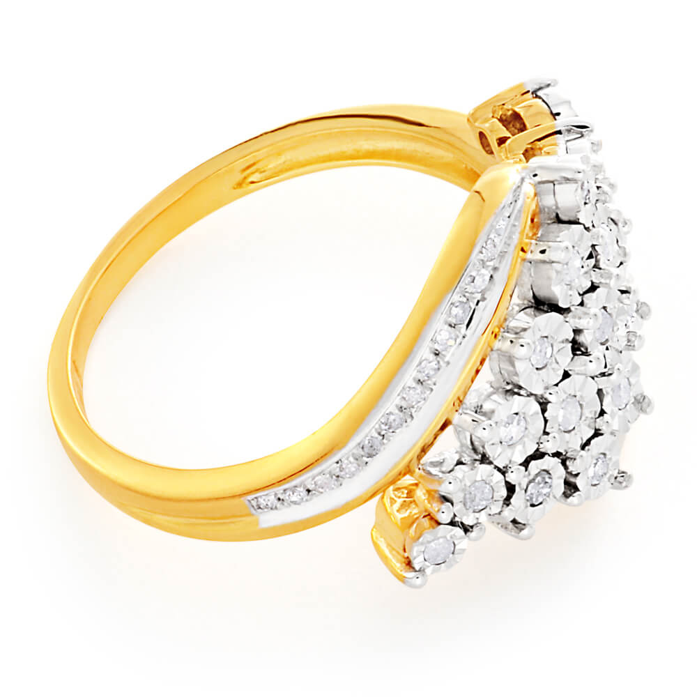 Exquisite 1/5 Carat Diamond Ring Crafted in 9ct Yellow Gold