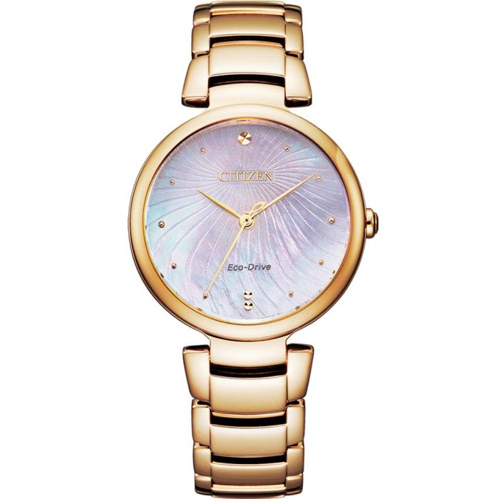 Citizen Women's Elegant Rose Stainless Steel Eco - Drive EM0853 - 81Y Watch with Mother - of - Pearl Dial