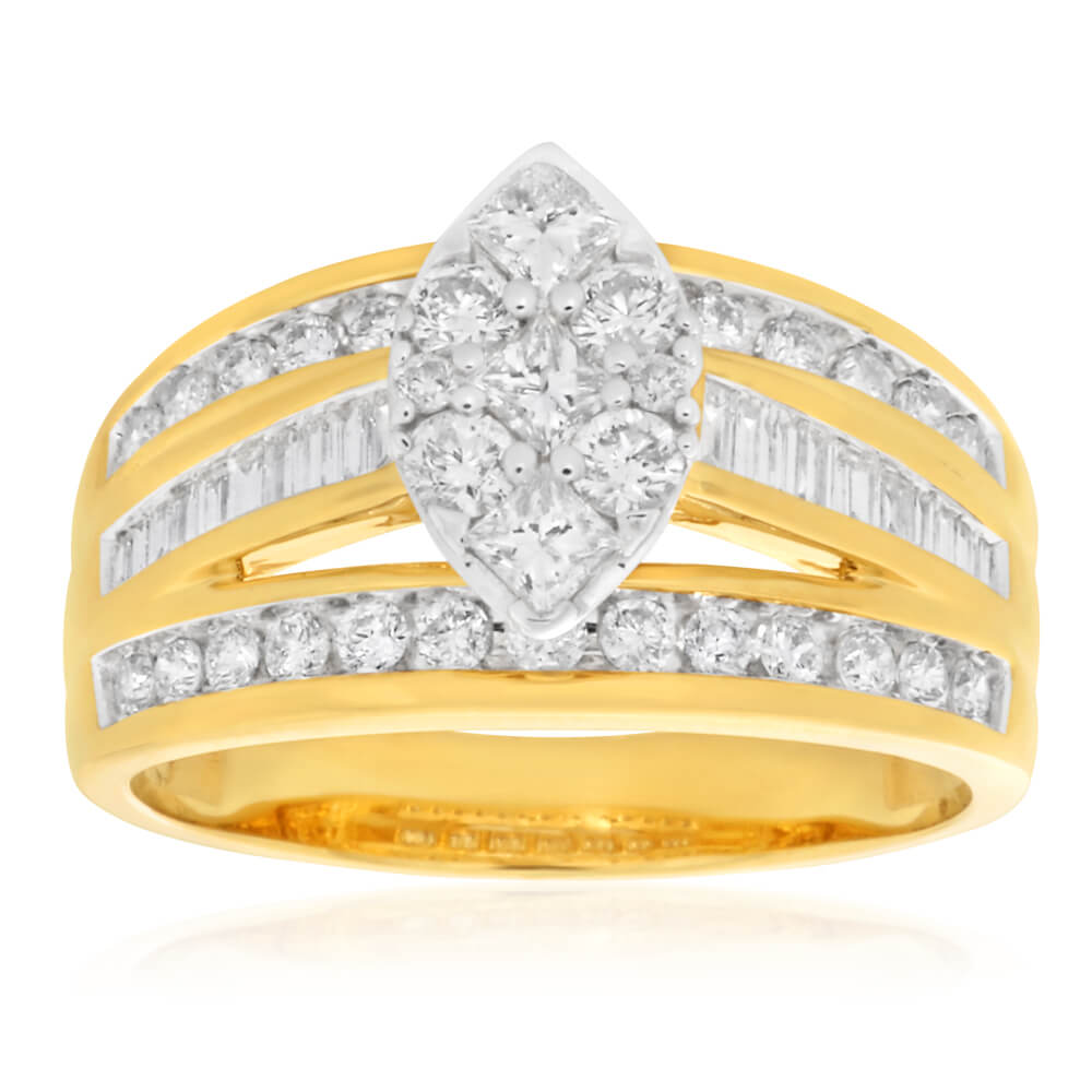 Stunning 9 Carat Yellow Gold 1 Carat Diamond Engagement Ring