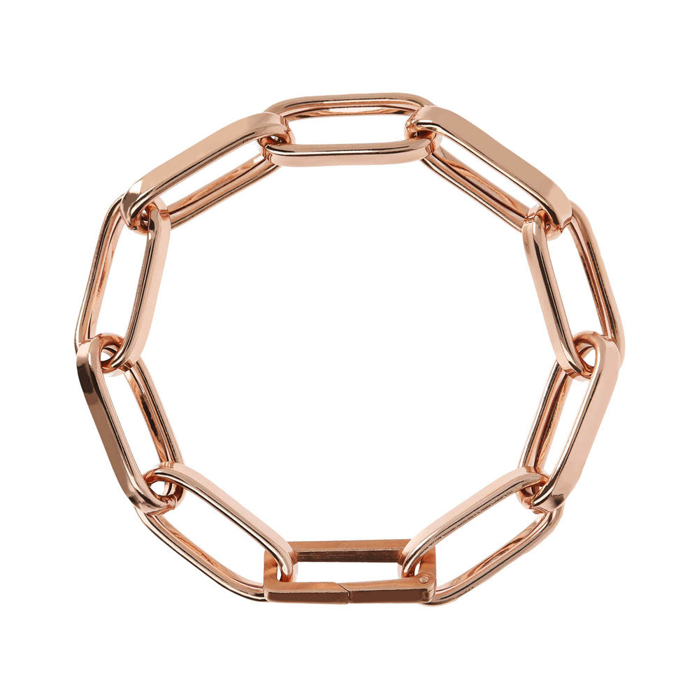 Bronzallure 19cm Rose Gold Plated Elongated Link Fashion Bracelet