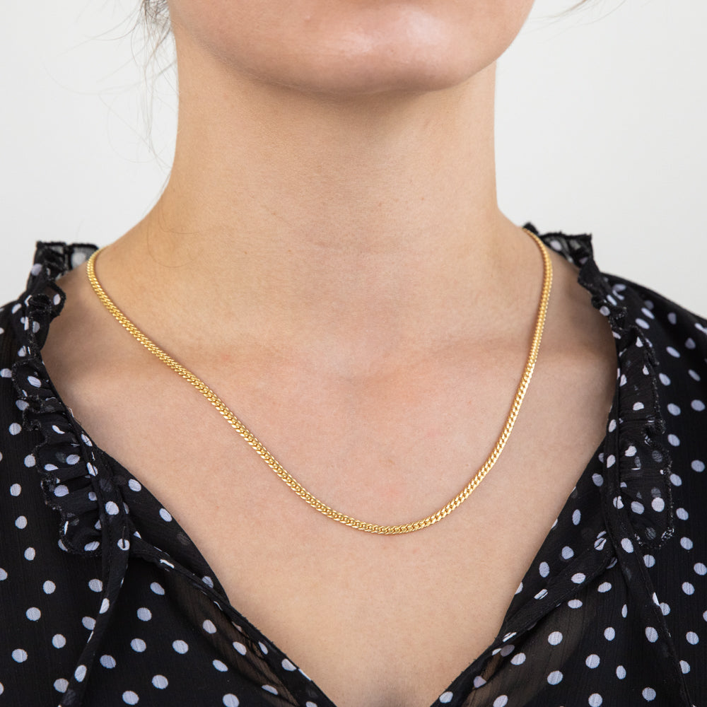 50cm 9-Carat Yellow Gold Plated Curb Chain Necklace for Fashion Lovers