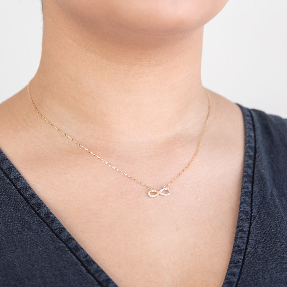 45cm 9 Carat Yellow Gold Everlasting Love Zirconia Infinity Necklace for a Timeless Gift