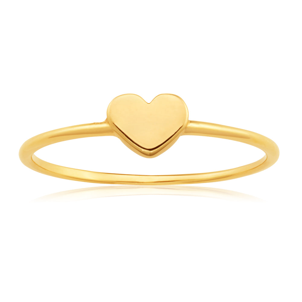 Exquisite 9 Carat Yellow Gold Ring in Heart Shape for Ring Lovers