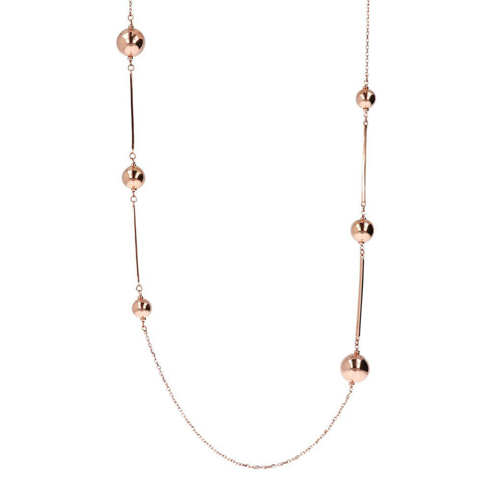 Bronzallure Elegant Rose Gold Plated Stick and Bread Style Chain