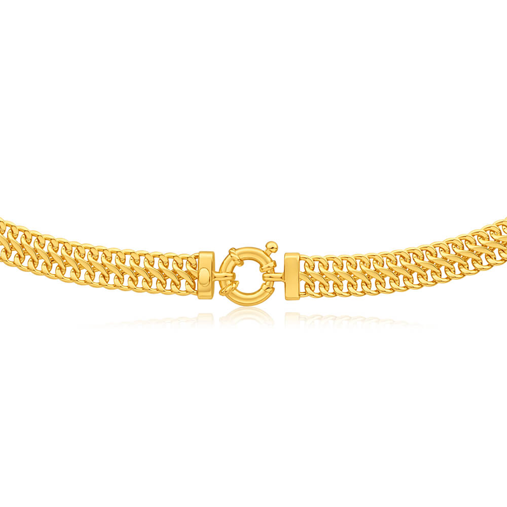 45cm 9ct Yellow Gold Plated Copper Mesh Chain, 100 Gauge, with a Stunning Bolt Ring - Ideal for Necklaces