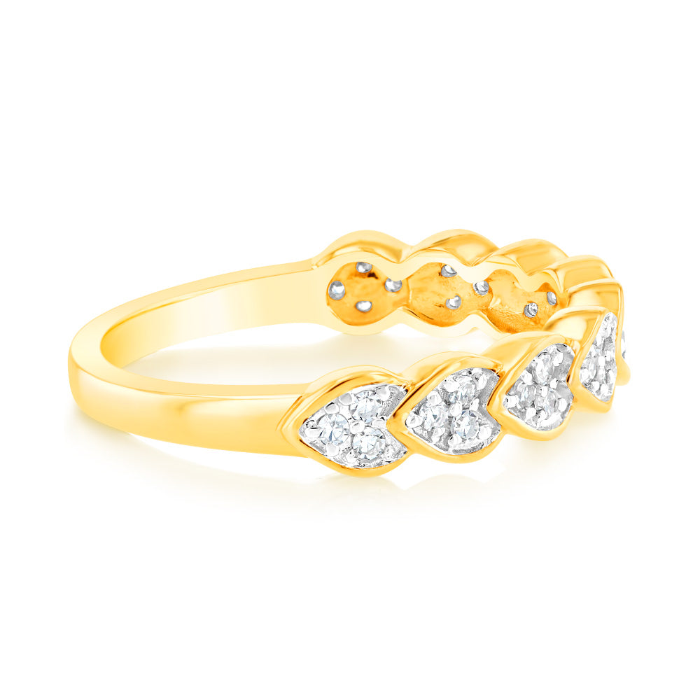 Stunning 9ct Yellow Gold Lab - Grown Luminescent Ring with 28 Sparkling Diamonds