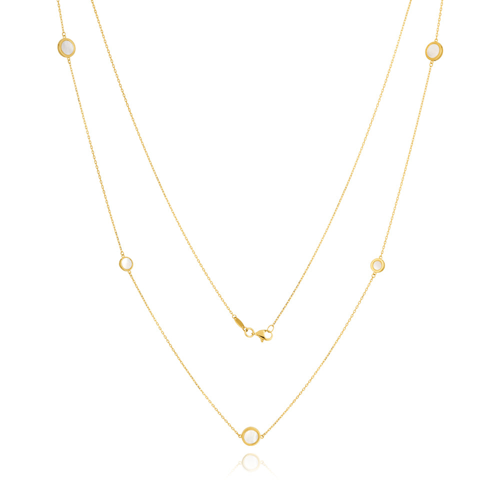 Exquisite 9ct Yellow Gold Mother of Pearl 80cm Fancy Jewelry Chain