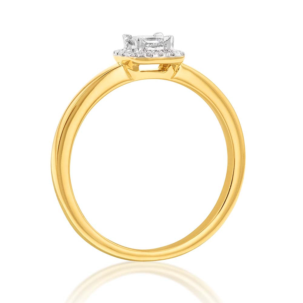 Exquisite 10 Carat 20 Point Diamond Ring with Princess - cut Center and Diamond Halo