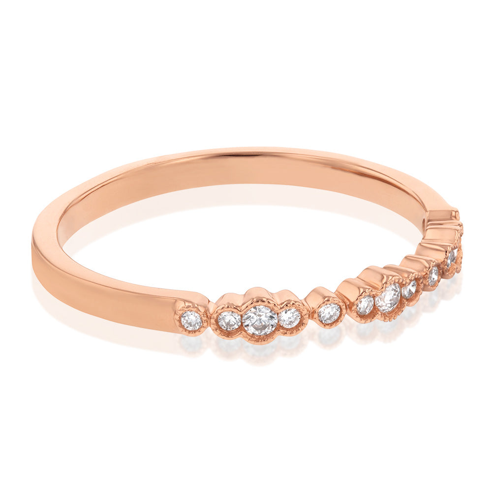 Exquisite 10-Carat Rose Gold Ring with 1/10 Carat Diamonds