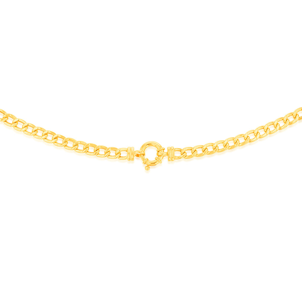 45cm 150Gauge 9ct Yellow Gold-Coated Copper Filled Curb Chain with Clasp