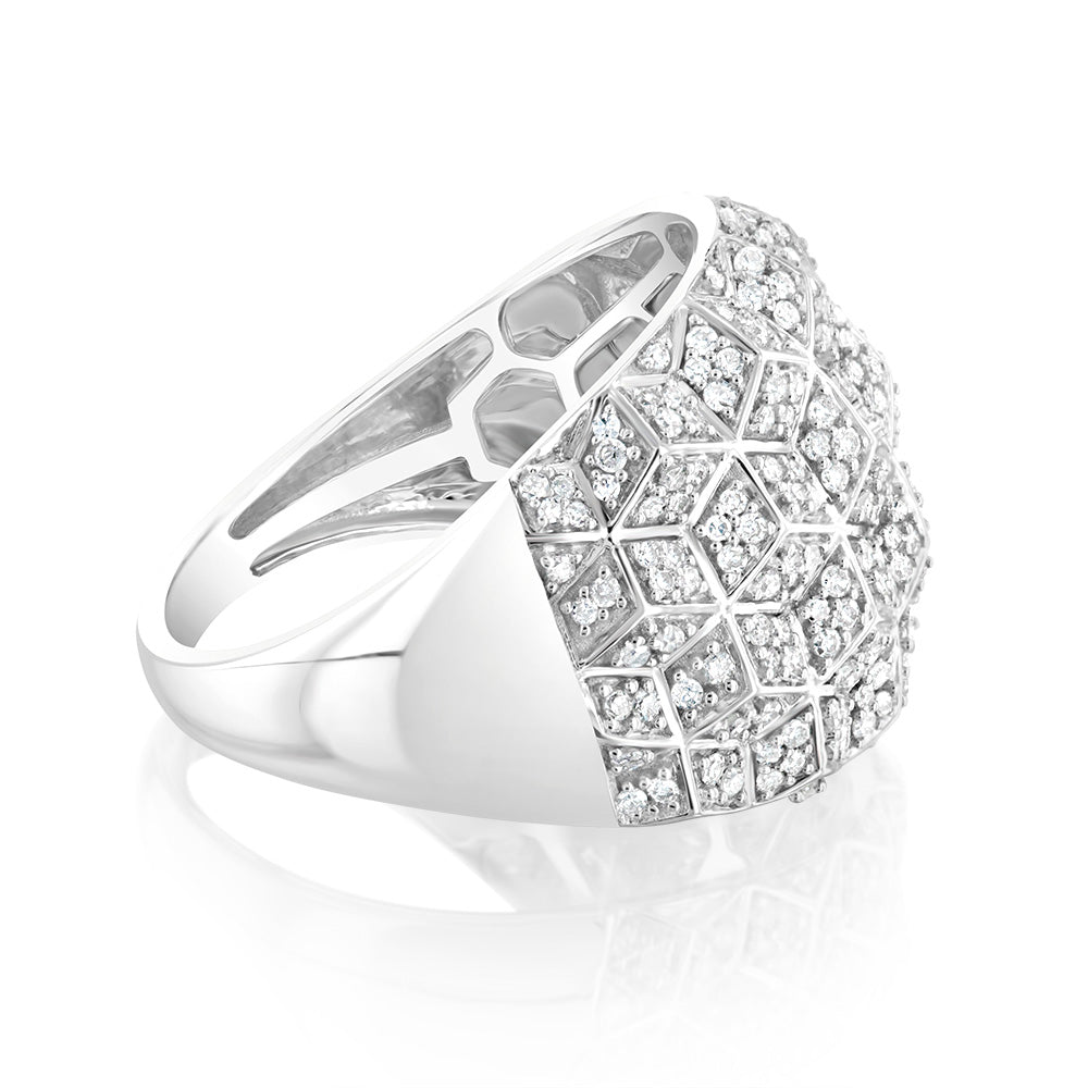 Stunning 9ct White Gold Ring with 1/2 Carat and 290 Round Brilliant Diamonds